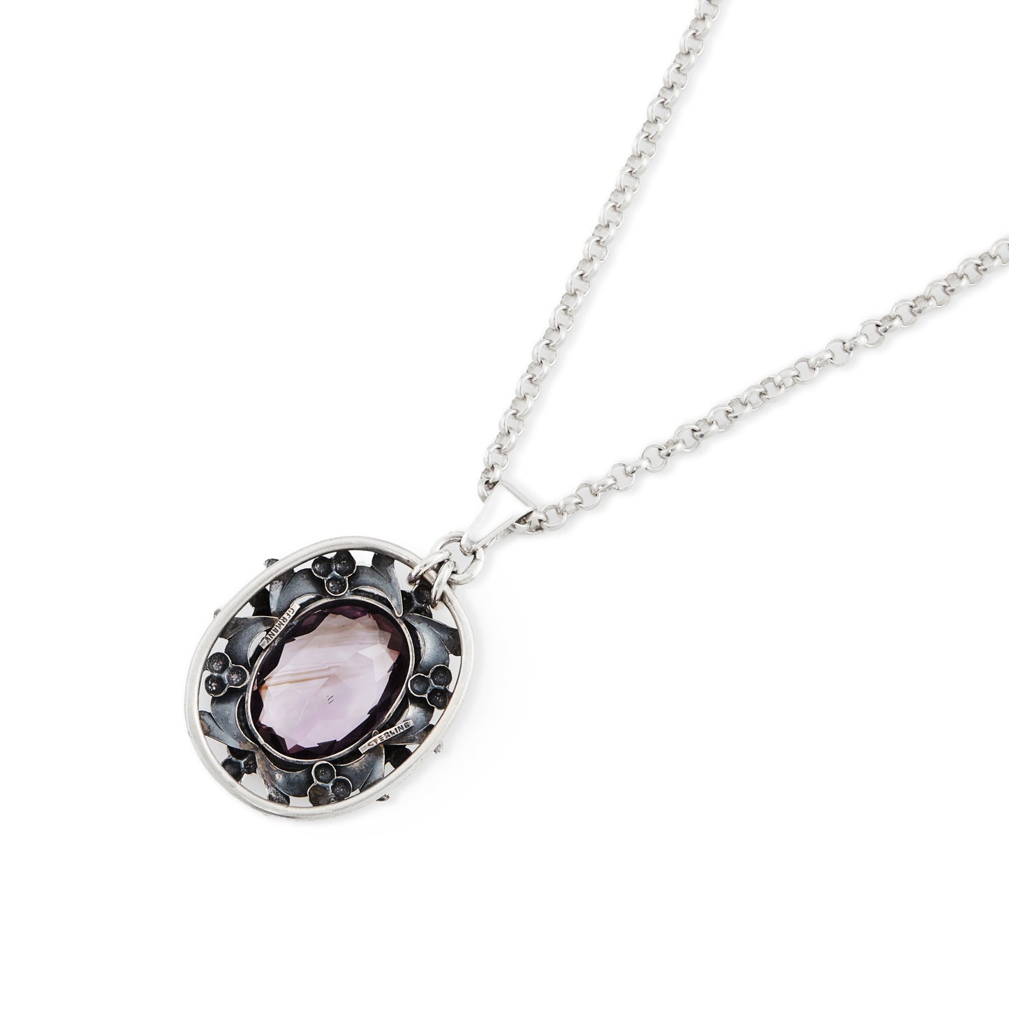 Silver Amethyst Pendant on Chain