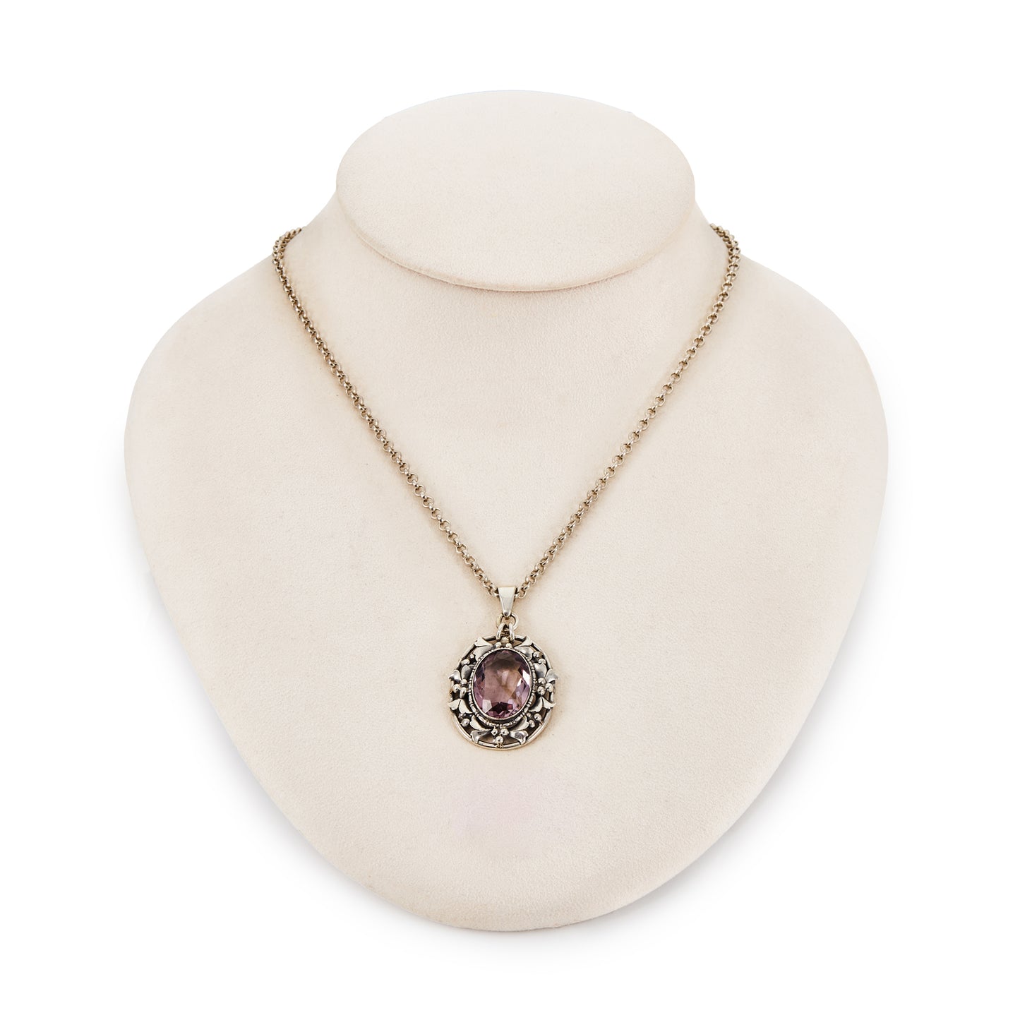 Silver Amethyst Pendant on Chain
