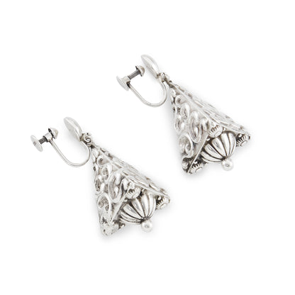 Sought-after pyramid shaped Candida (unmarked) drop earrings with screw-on backs. Beautiful repoussé work.