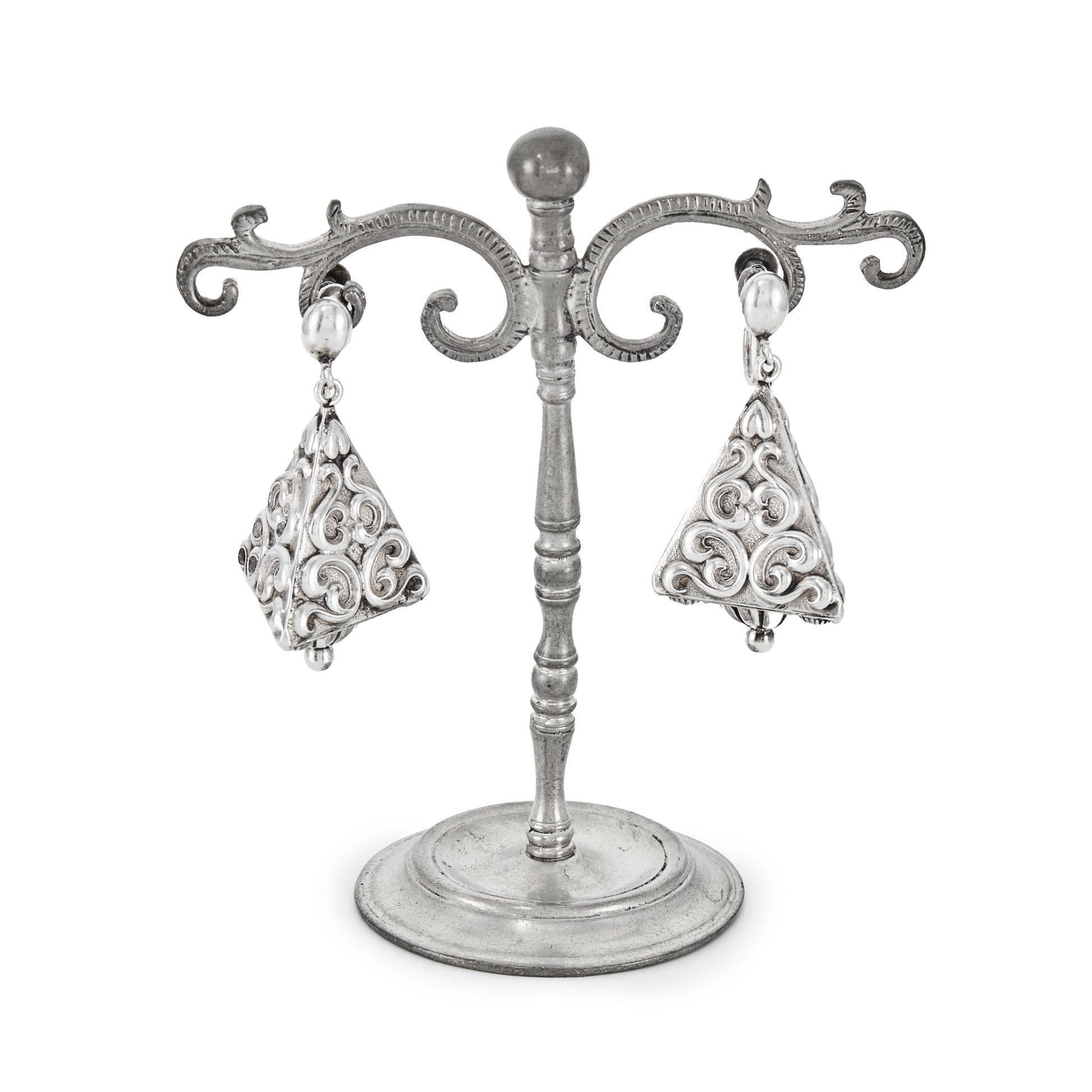 Sought-after pyramid shaped Candida (unmarked) drop earrings with screw-on backs. Beautiful repoussé work.