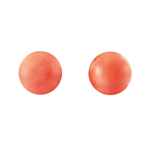 Lovely silver gilt round natural coral clip on earrings.