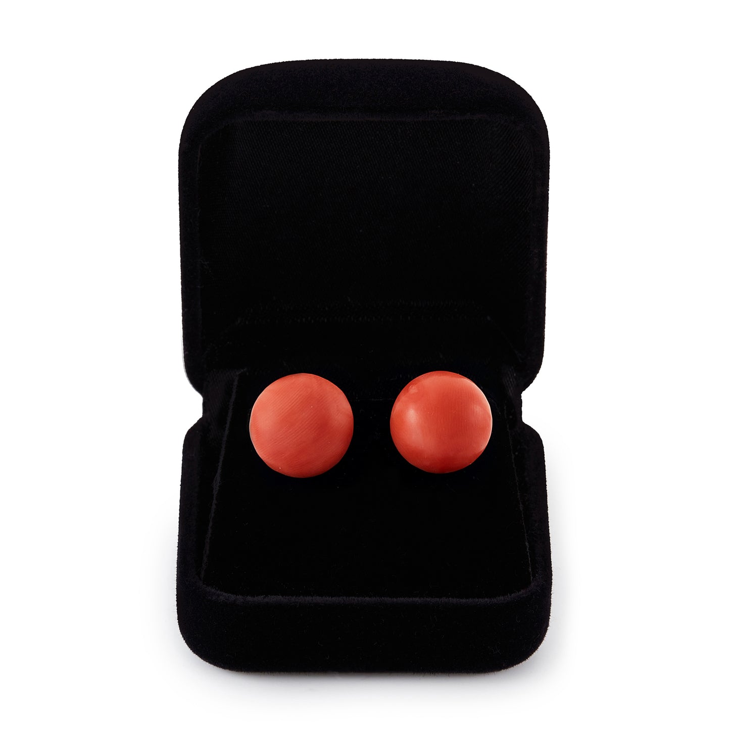 Lovely silver gilt round natural coral clip on earrings.