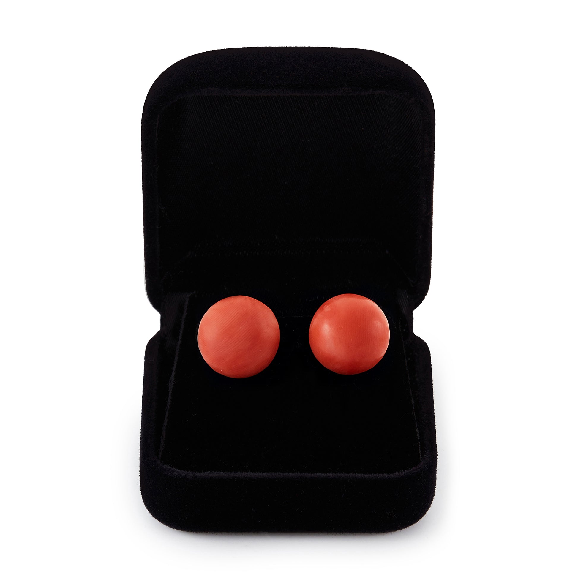 Lovely silver gilt round natural coral clip on earrings.