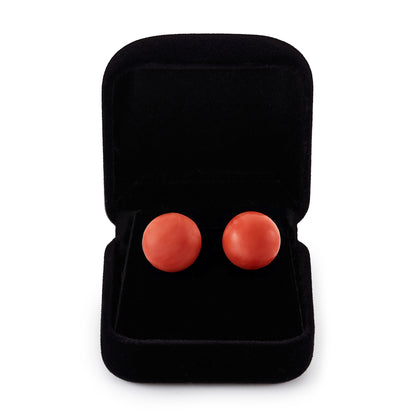 Lovely silver gilt round natural coral clip on earrings.