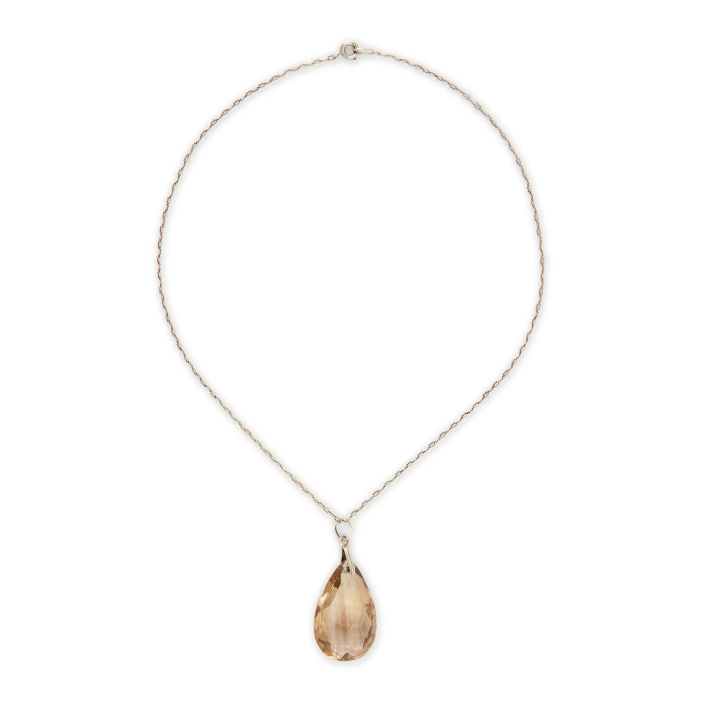 Stunning large pear-shaped smokey quartz drop pendant on a 900 silver chain.
