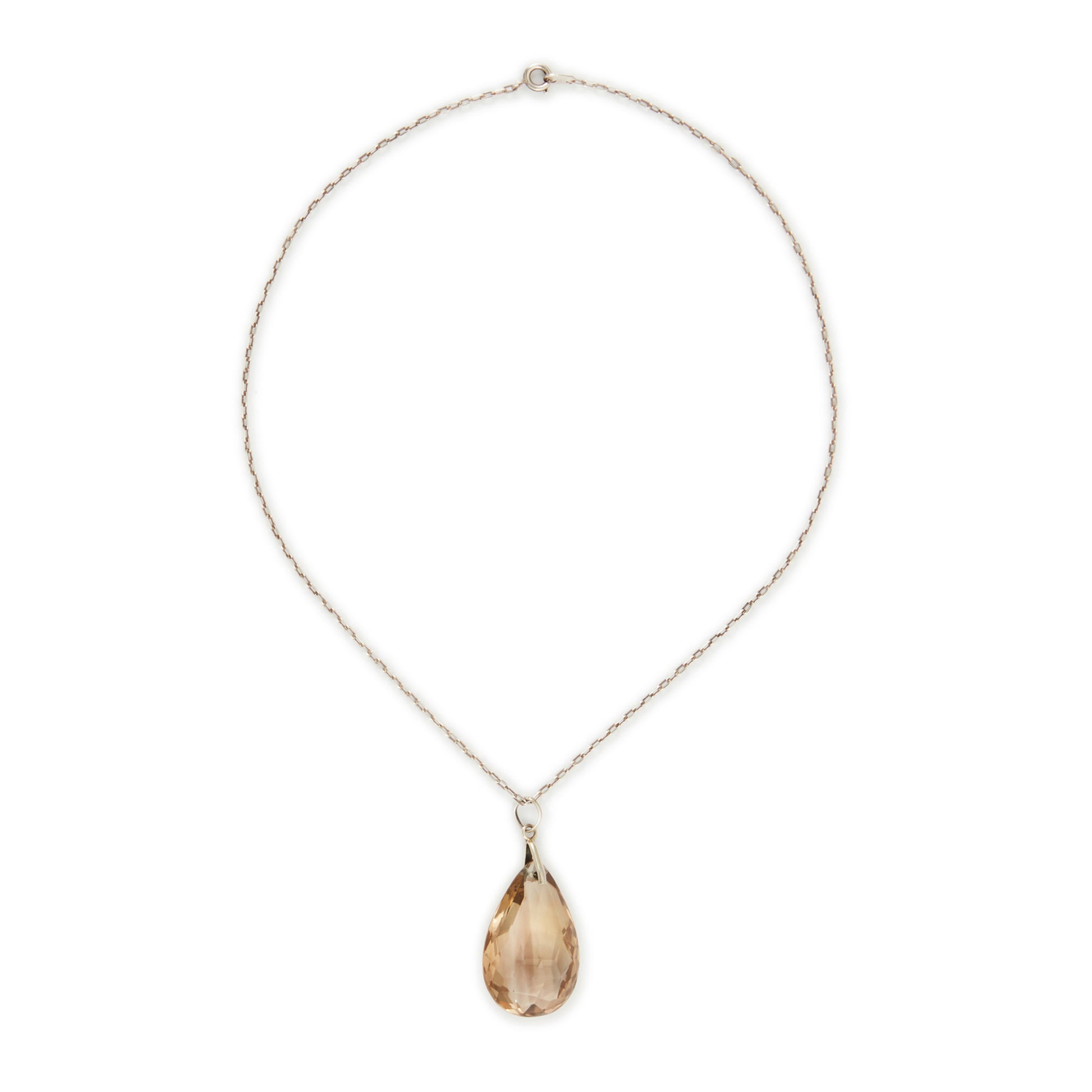Stunning large pear-shaped smokey quartz drop pendant on a 900 silver chain.
