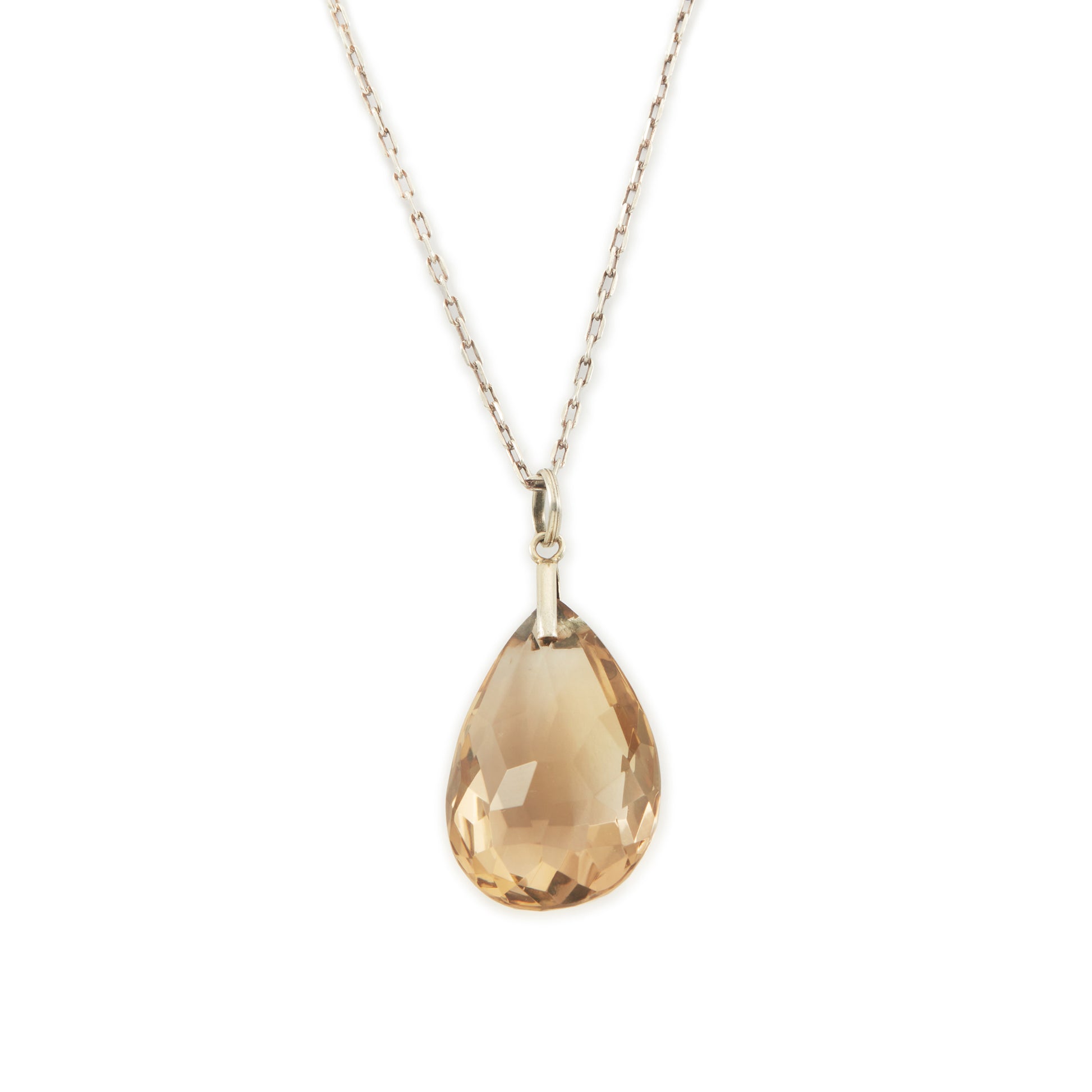 Stunning large pear-shaped smokey quartz drop pendant on a 900 silver chain.