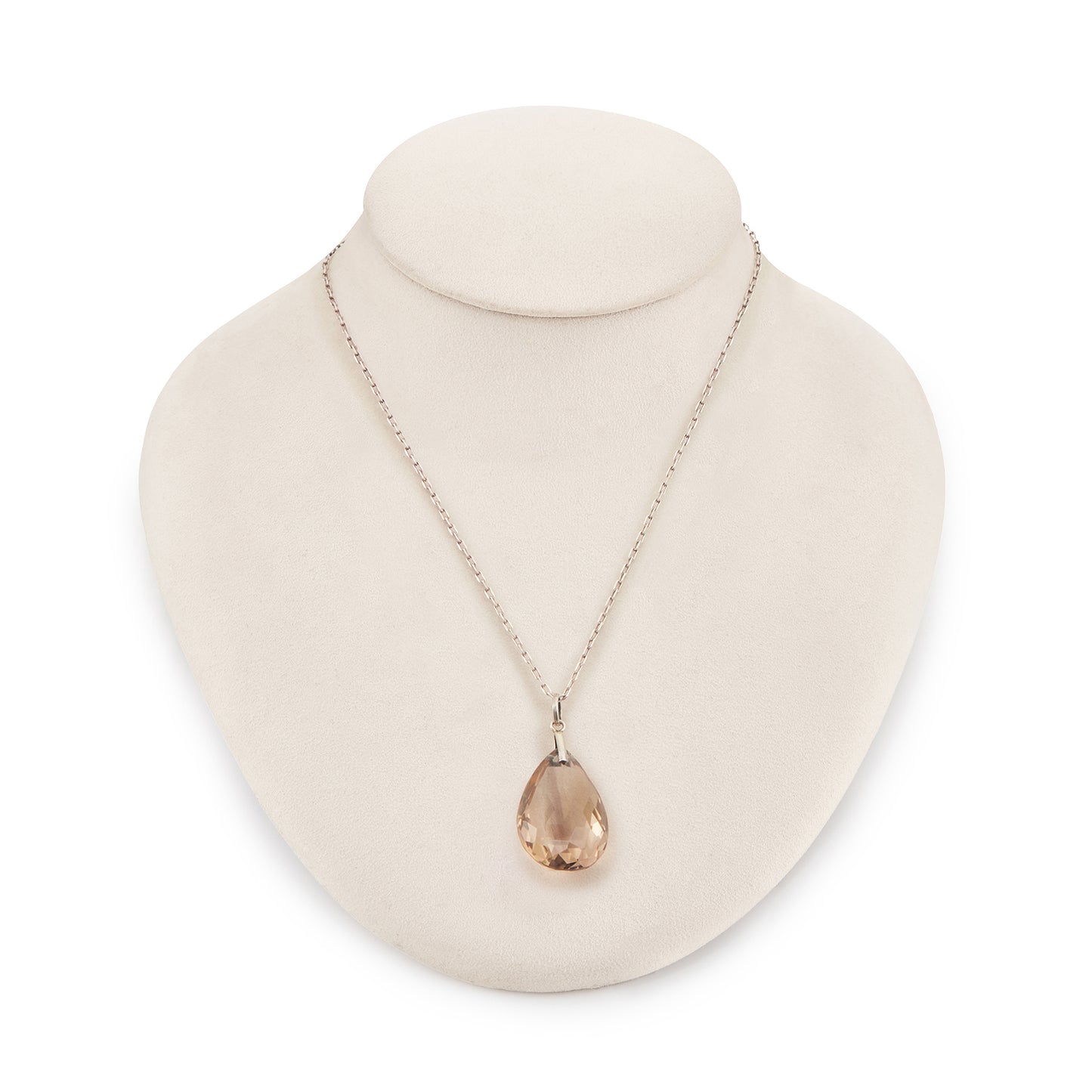 Stunning large pear-shaped smokey quartz drop pendant on a 900 silver chain.
