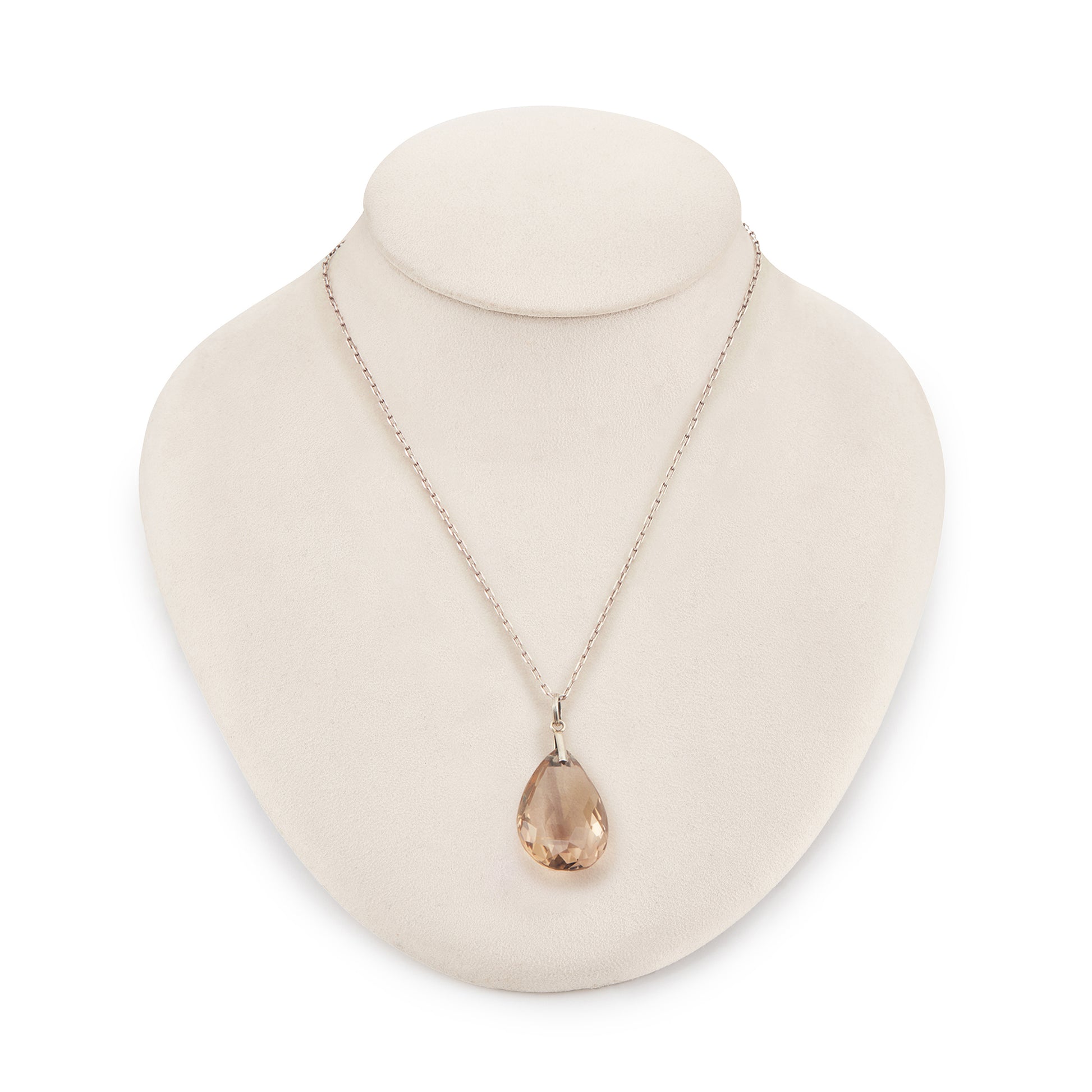 Stunning large pear-shaped smokey quartz drop pendant on a 900 silver chain.