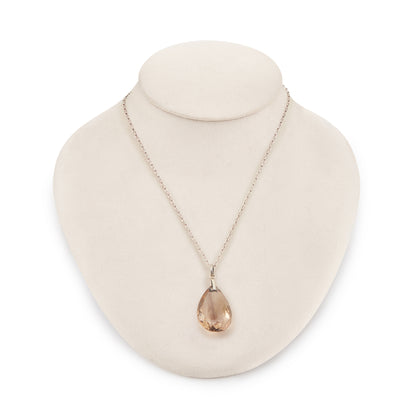 Stunning large pear-shaped smokey quartz drop pendant on a 900 silver chain.