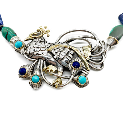 Silver and Gold Lapis Lazuli and Turquoise Necklace