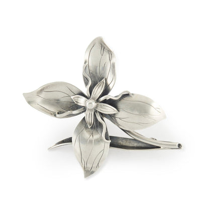 Sterling silver Danish designer three-dimensional flower brooch. Fully hallmarked.
Designer: Gertrud Engel
Manufacturer: Anton Michelson