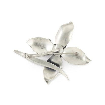 Sterling silver Danish designer three-dimensional flower brooch. Fully hallmarked.
Designer: Gertrud Engel
Manufacturer: Anton Michelson