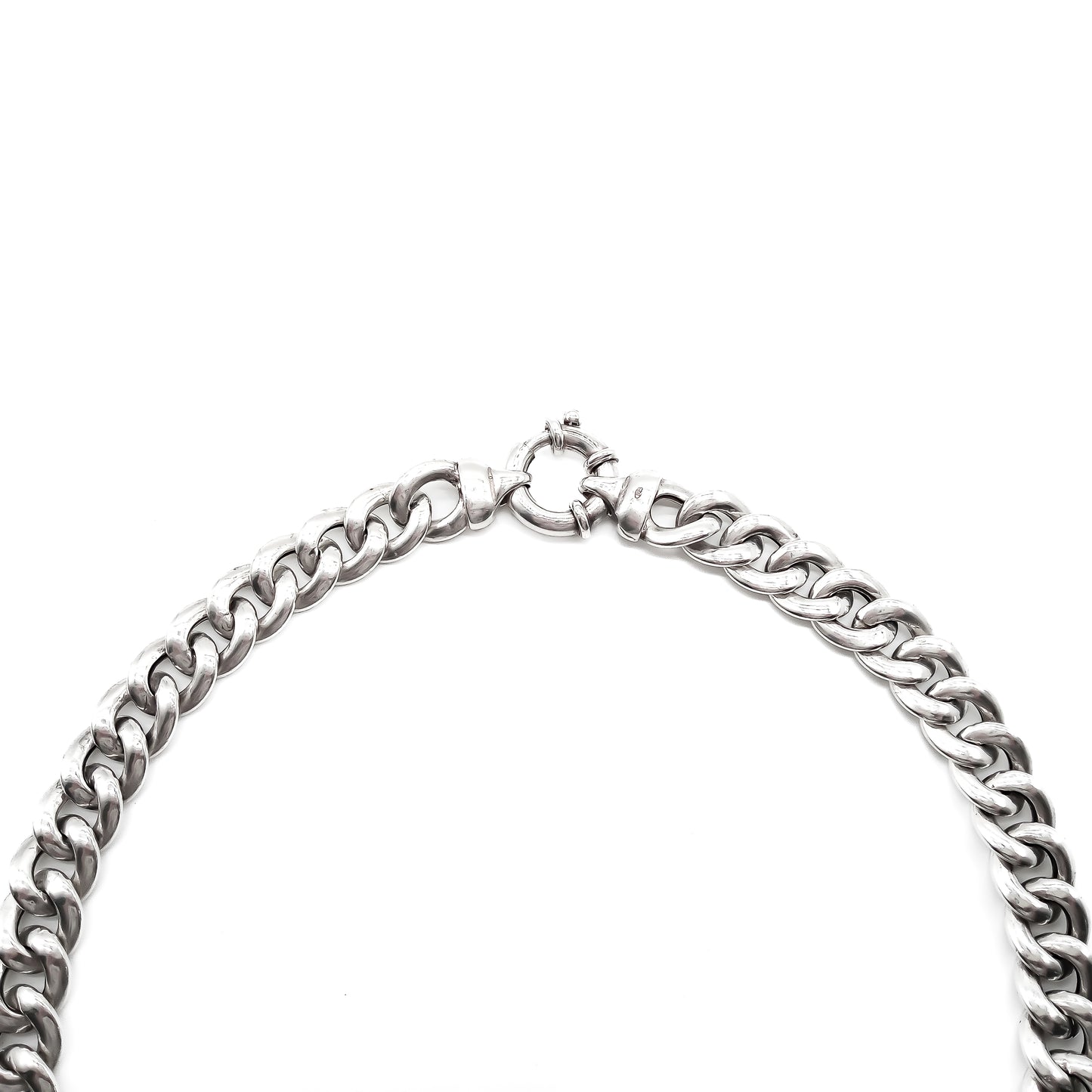 Classic vintage sterling silver chain with large belcher links.