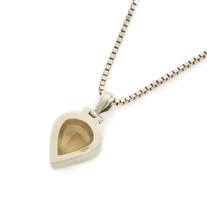Stunning sterling silver pendant set with a deep-yellow, beautifully faceted, 45ct citrine, on a sterling silver box link chain.