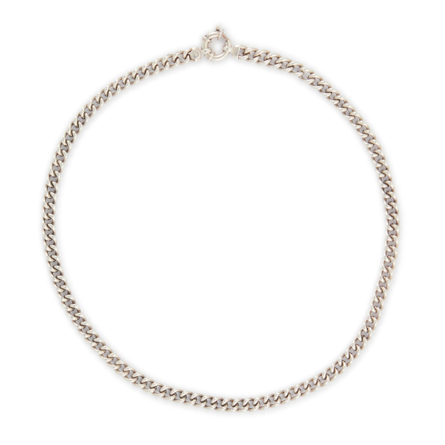 Classic sterling silver Italian hollow link curb link chain with a signoretti clasp.