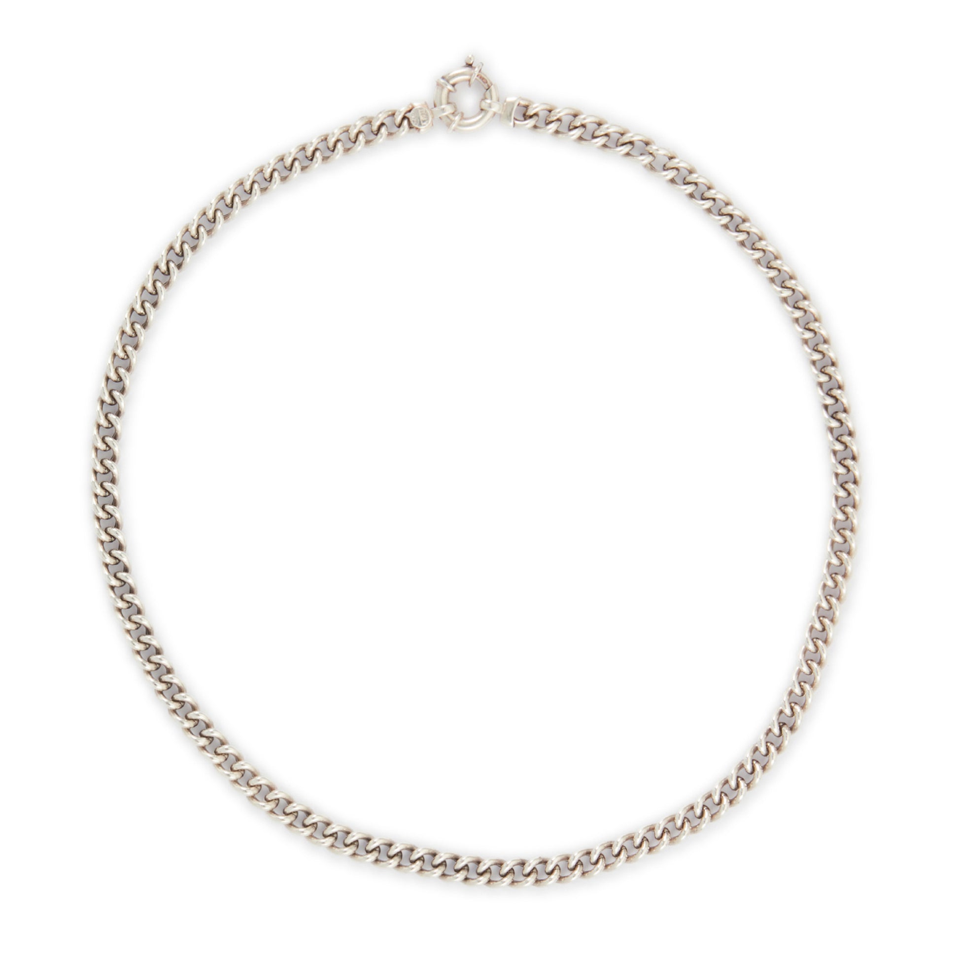 Classic sterling silver Italian hollow link curb link chain with a signoretti clasp.