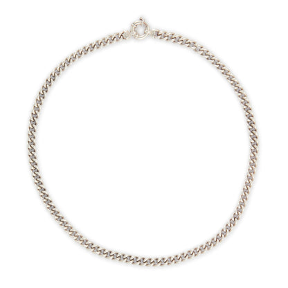 Classic sterling silver Italian hollow link curb link chain with a signoretti clasp.