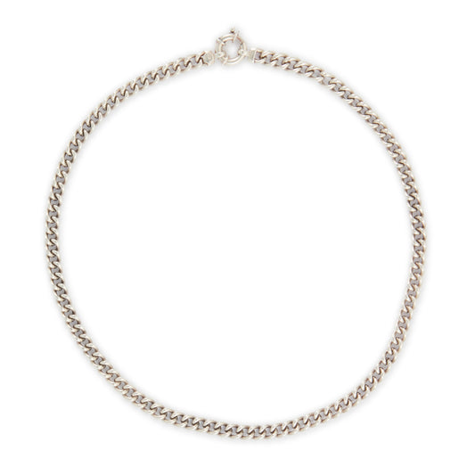 Classic sterling silver Italian hollow link curb link chain with a signoretti clasp.