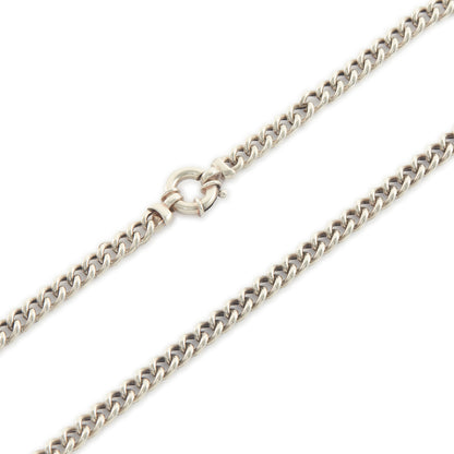 Classic sterling silver Italian hollow link curb link chain with a signoretti clasp.