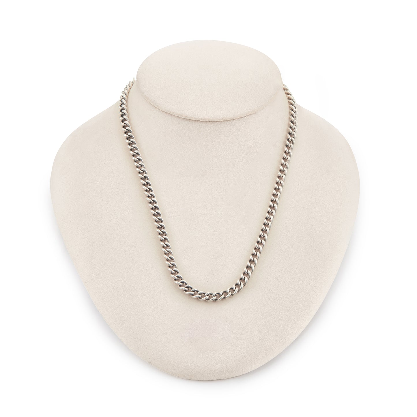 Classic sterling silver Italian hollow link curb link chain with a signoretti clasp.