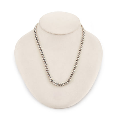 Classic sterling silver Italian hollow link curb link chain with a signoretti clasp.