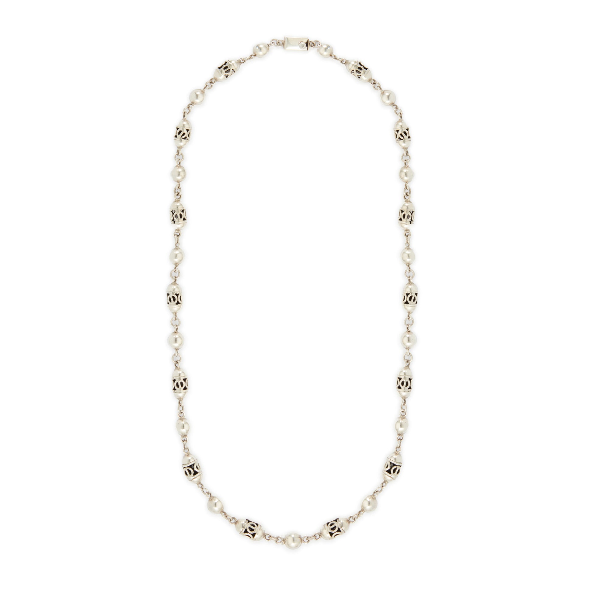 Stylish sterling silver Mexican bobble bead necklace.