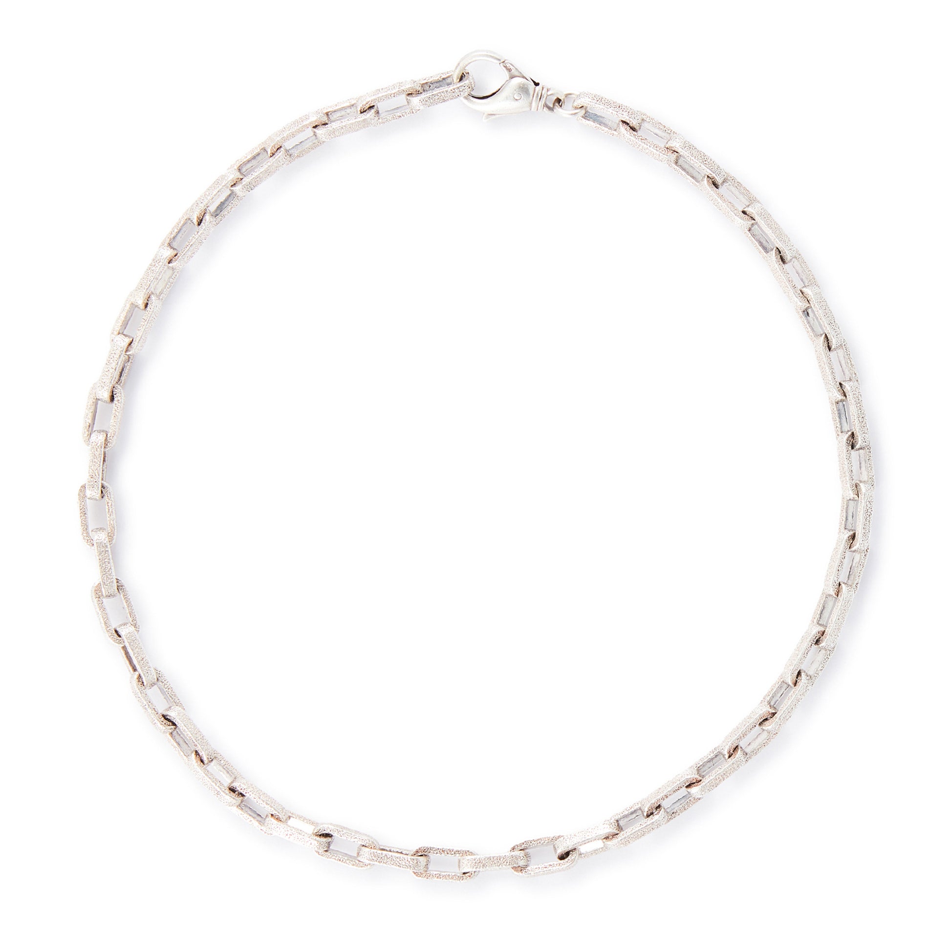 Chunky vintage textured sterling silver paperclip-link unisex chain with a large dog-clip clasp.
