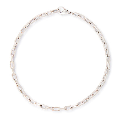 Chunky vintage textured sterling silver paperclip-link unisex chain with a large dog-clip clasp.