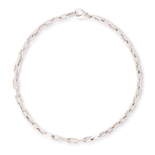 Chunky vintage textured sterling silver paperclip-link unisex chain with a large dog-clip clasp.