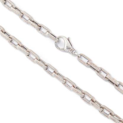 Chunky vintage textured sterling silver paperclip-link unisex chain with a large dog-clip clasp.