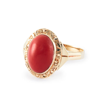Victorian 14ct Gold Coral Ring