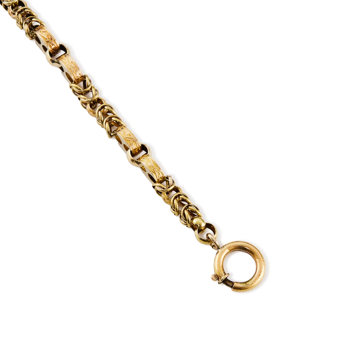 Stunning Victorian 15ct gold fancy link bracelet with an 18ct gold bolt ring clasp.