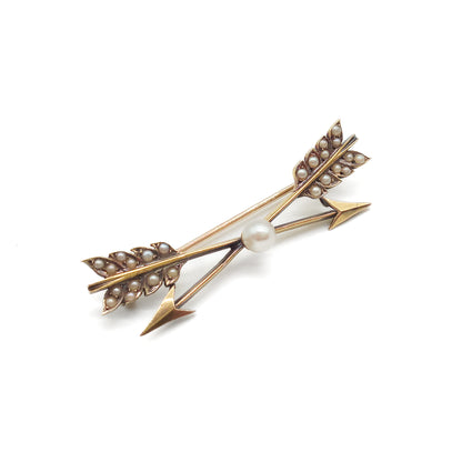 Victorian 15ct Gold Pearl Brooch