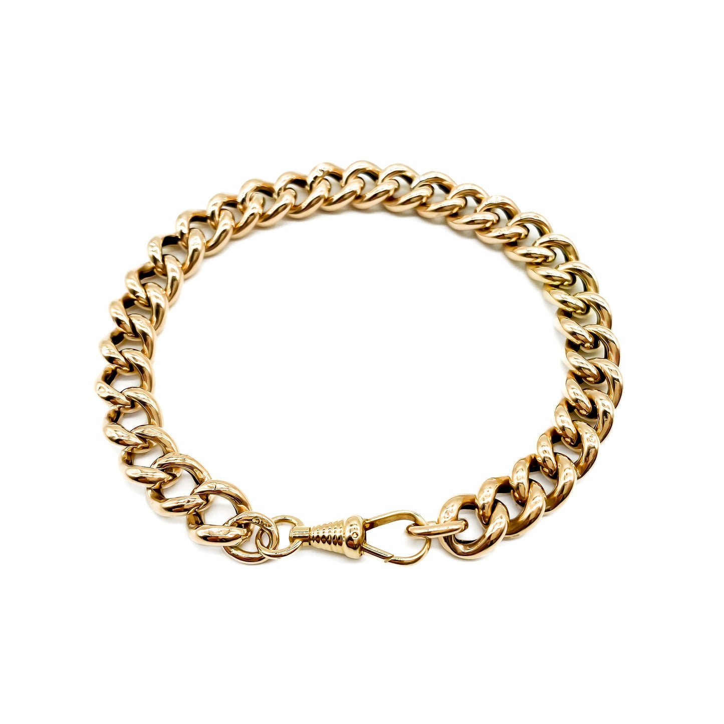 Lovely Victorian 15ct rose gold curb link bracelet with a dog clip.