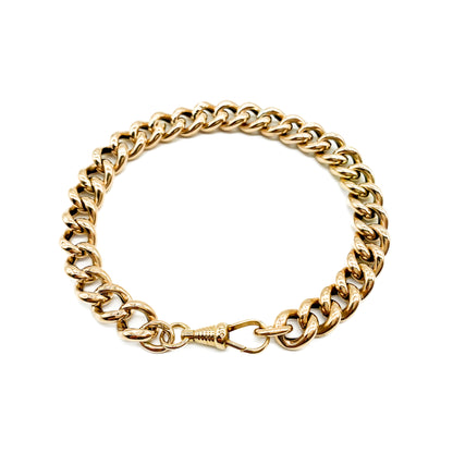 Lovely Victorian 15ct rose gold curb link bracelet with a dog clip.