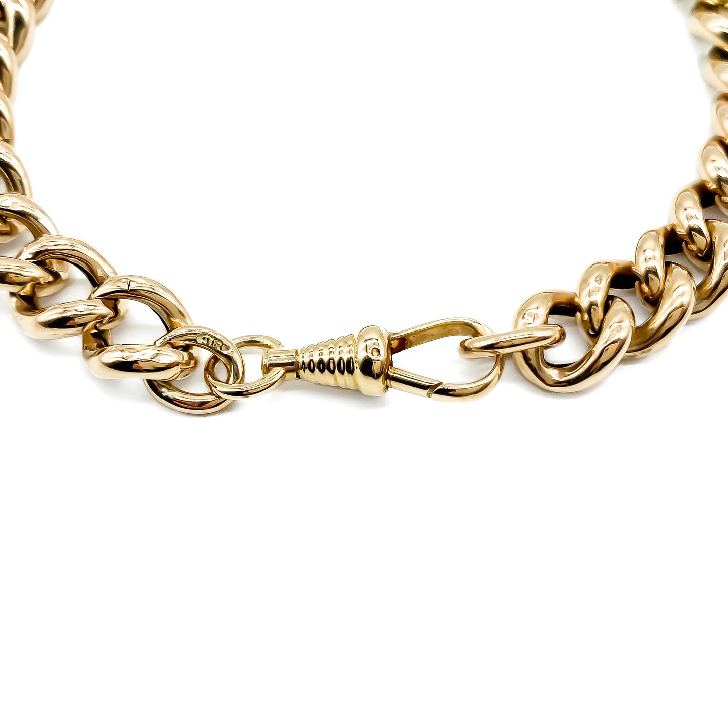 Lovely Victorian 15ct rose gold curb link bracelet with a dog clip.