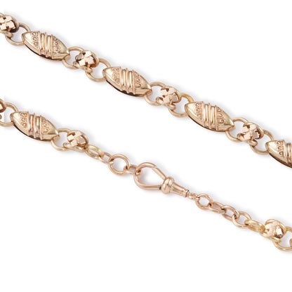 Stunning Victorian 15ct rose gold reversible ornate link chain. One side has exquisite detail and the reverse side is plain.