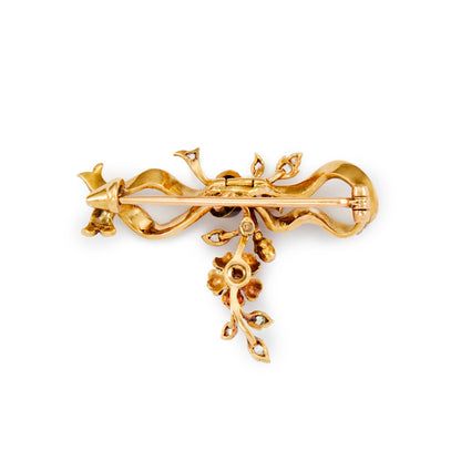 Victorian 18ct Rose Gold Diamond Bow Brooch