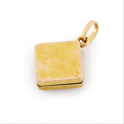 Pretty little Victorian 9ct gold locket set with five mine-cut diamonds, with ornate engraving.