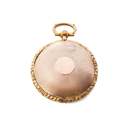 Pretty Victorian hand painted miniature under glass in a beautifully engraved 9ct gold setting.