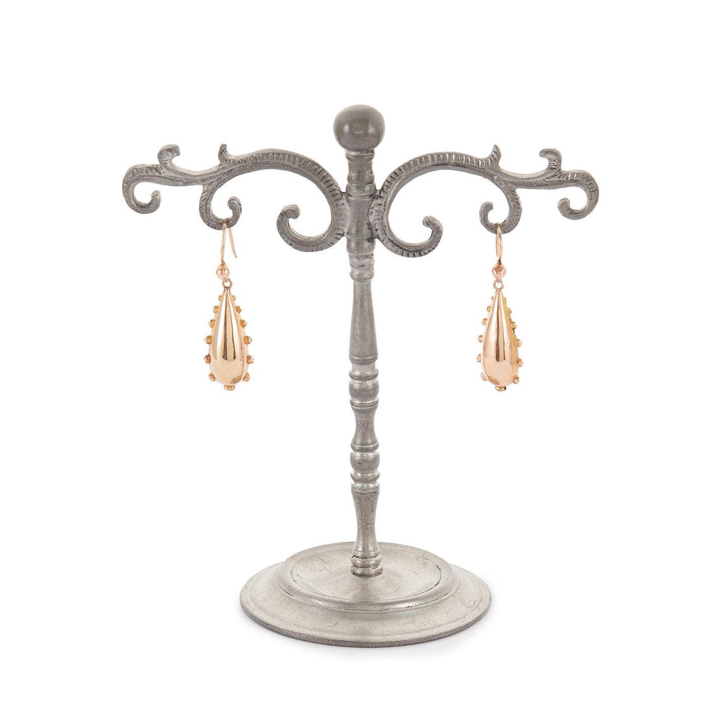 Classic 9ct gold earrings with dangling repoussé drops. The earrings are hollow so not too heavy on the ear.