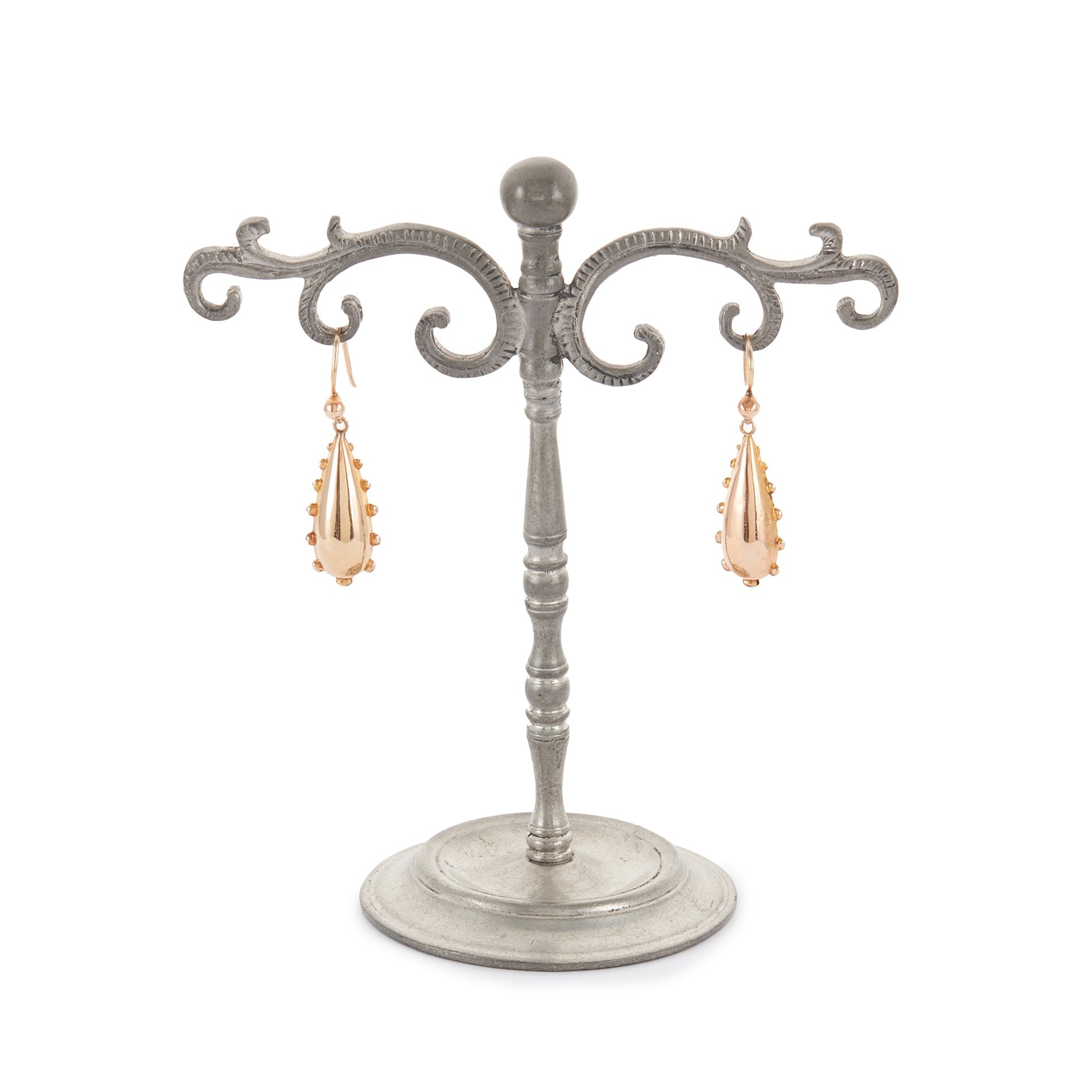 Classic 9ct gold earrings with dangling repoussé drops. The earrings are hollow so not too heavy on the ear.