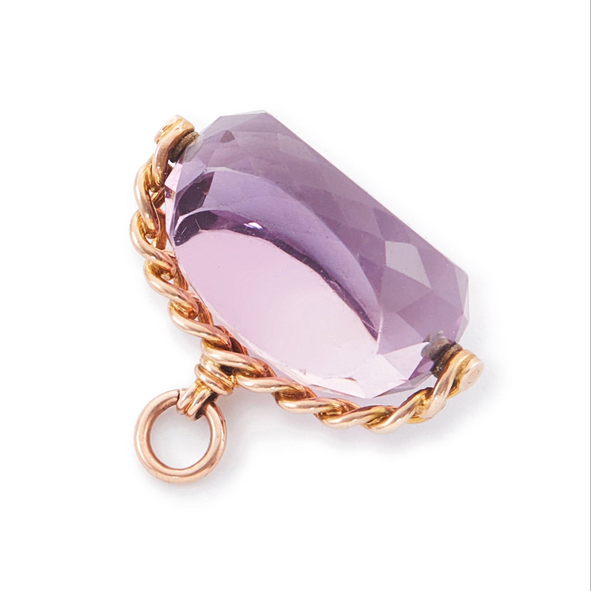 Beautiful Victorian faceted swivel fob in a 9ct rose gold setting with a rope design.