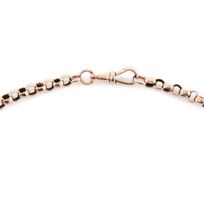 Stylish Victorian 9ct rose gold belcher link chain with a dog clip.