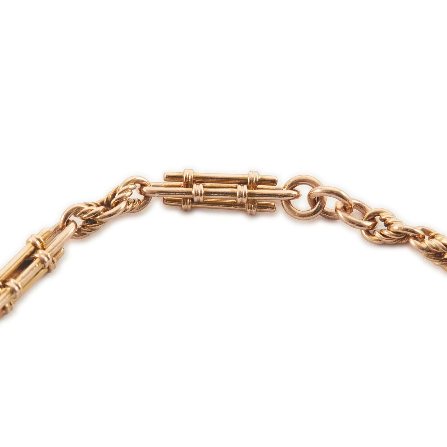 Pretty Victorian 9ct rose gold fancy link bracelet with a padlock.