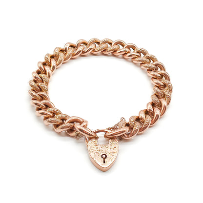 Victorian 9ct Rose Gold Bracelet with Padlock