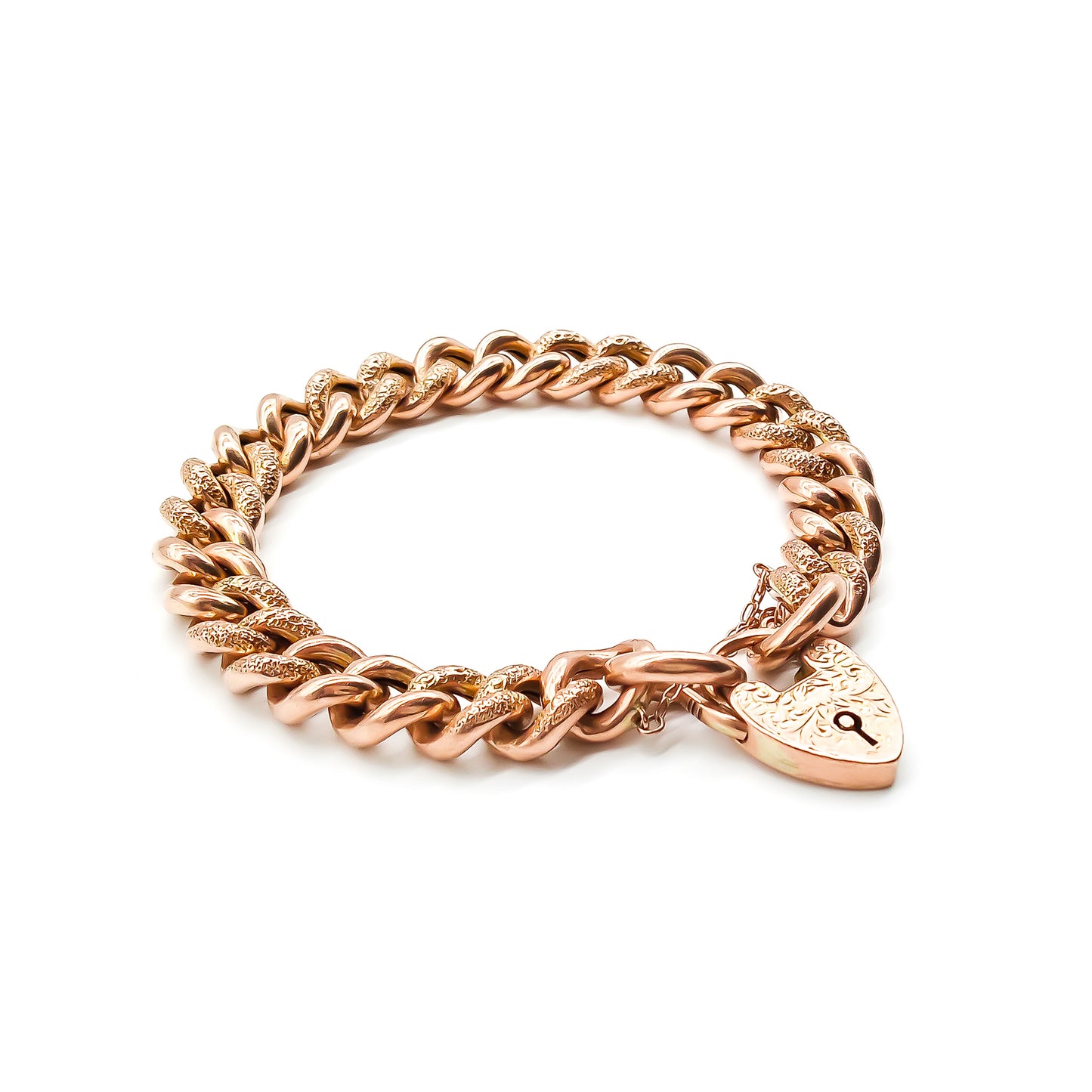 Victorian 9ct Rose Gold Bracelet with Padlock