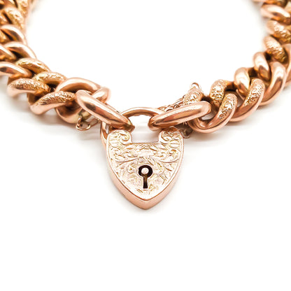 Victorian 9ct Rose Gold Bracelet with Padlock