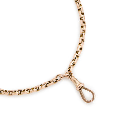 Spectacular Victorian 9ct rose gold long guard chain with a dog clip.